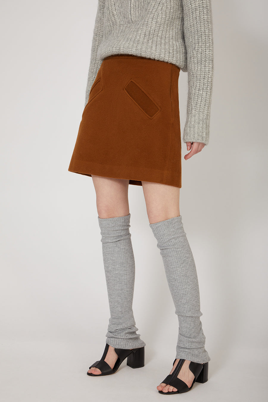 Gray Amber Brown Skirt in Virgin Wool