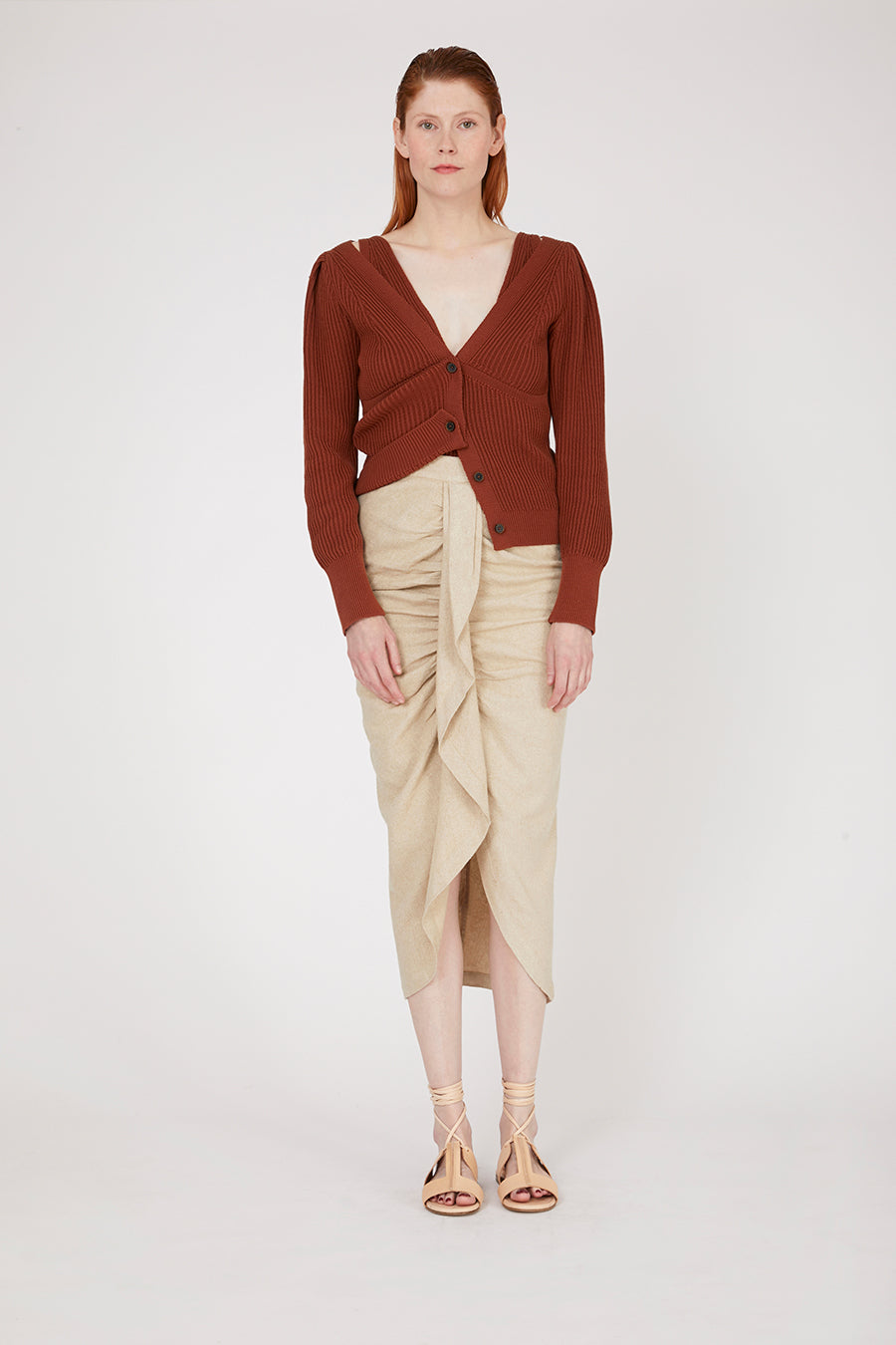 Arles Sienna Brown Organic Cotton Cardigan