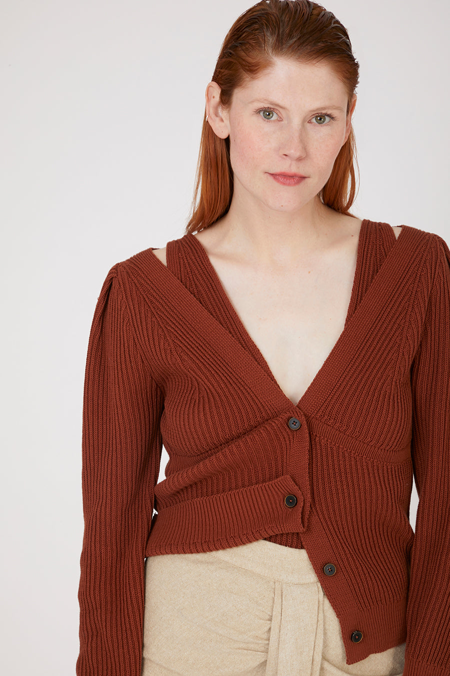 Arles Sienna Brown Organic Cotton Cardigan