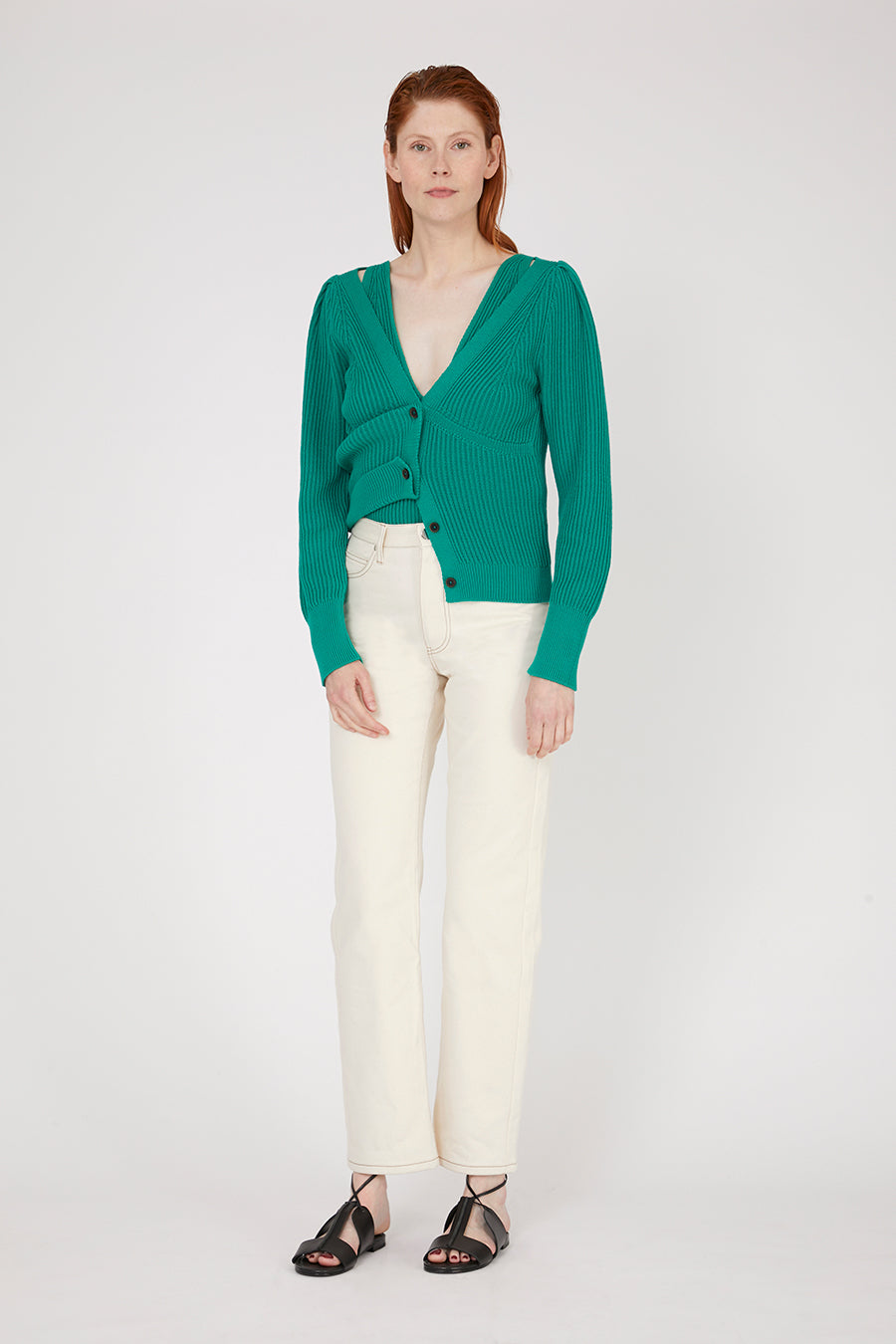 Arles Green Lake Cardigan in organic cotton