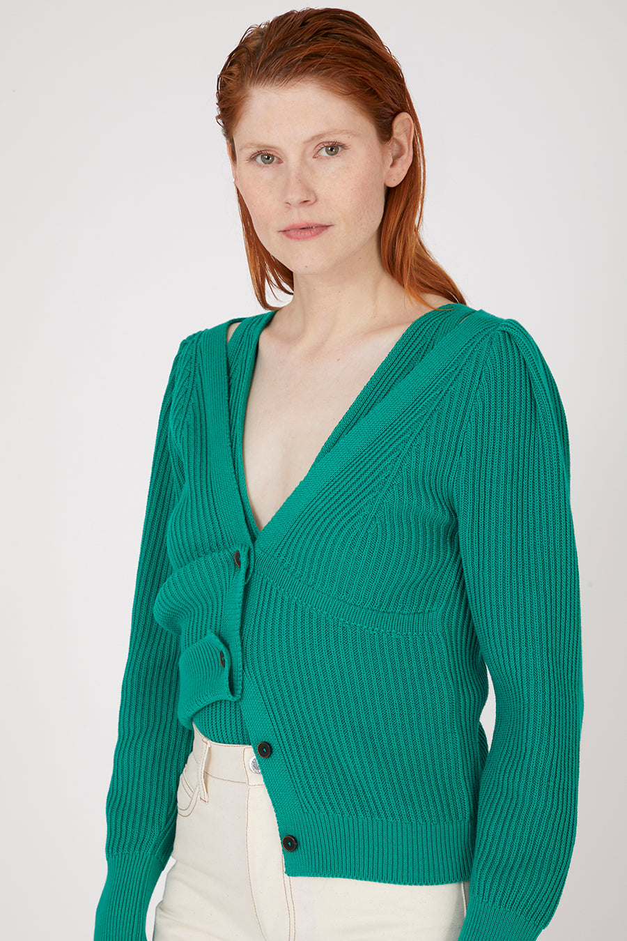 Arles Green Lake Cardigan in organic cotton