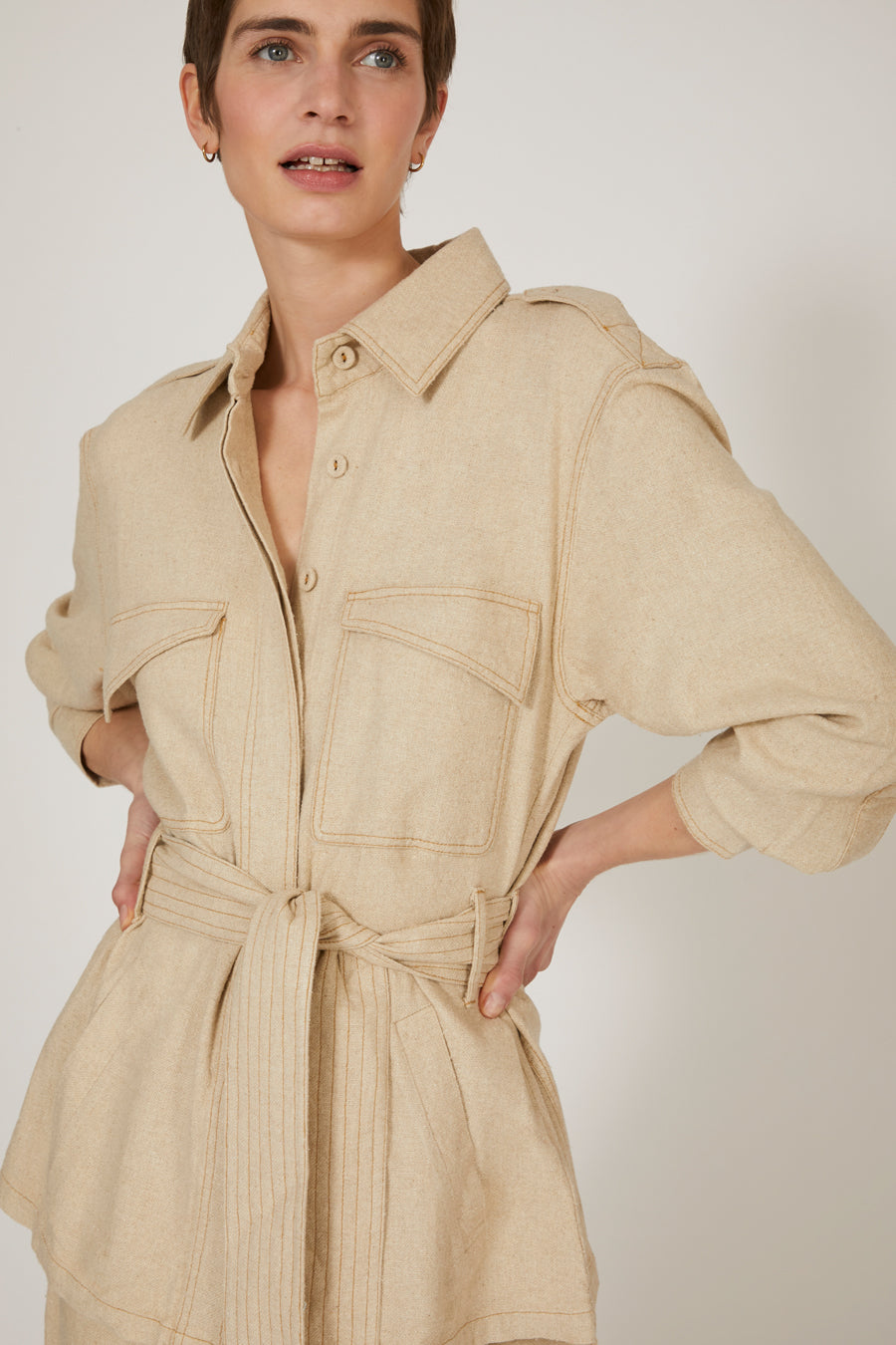Joe Natural Ecru Jacket in Silk Bourrette