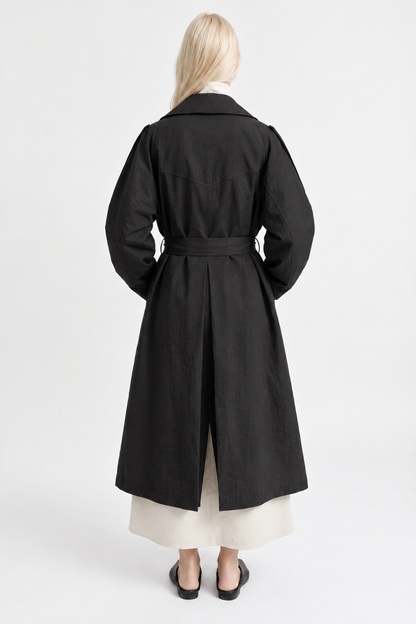 Trench Kab Noir en twill de coton épais