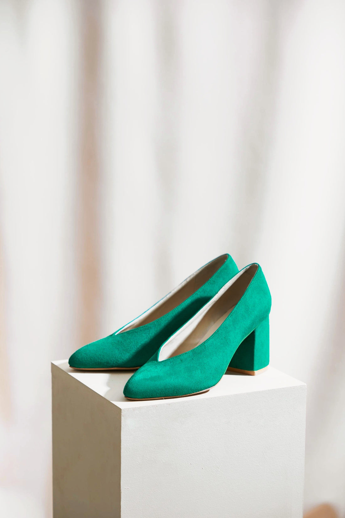 Escarpins Hesse en cuir de veau vert Green Lake, Valentine Gauthier