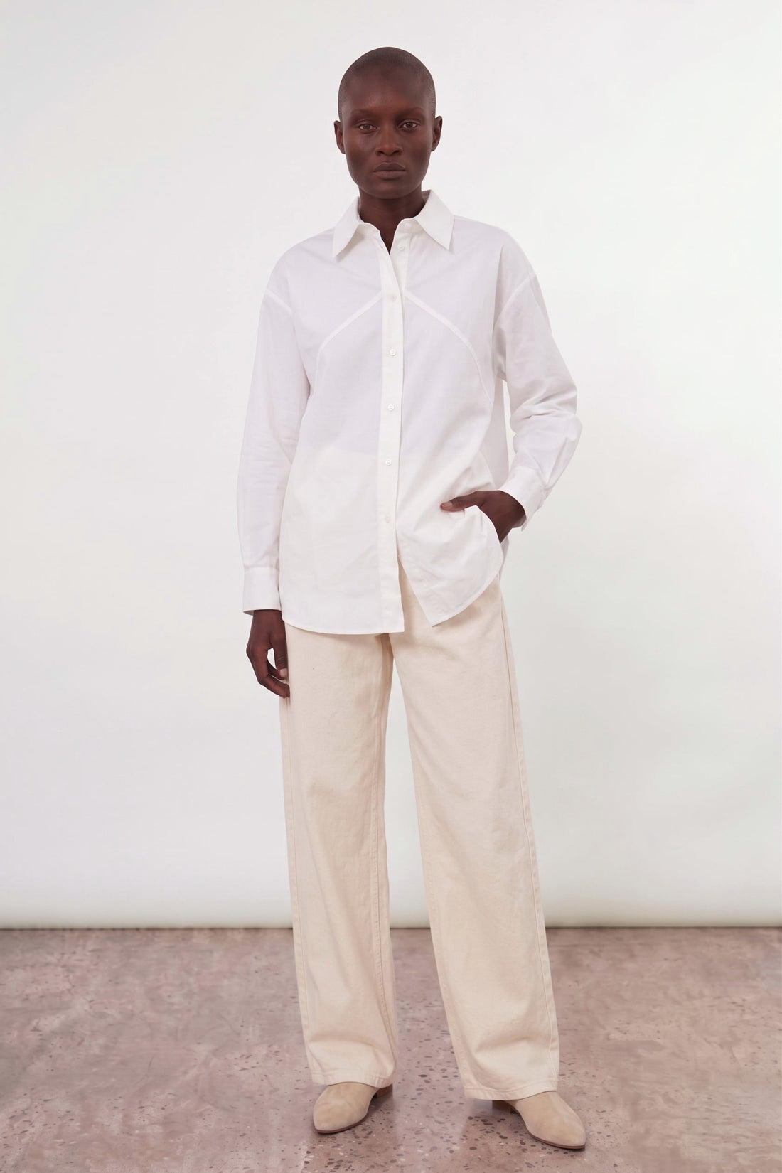 Chemise oversize Ivy en popeline de coton Optic White, Valentine Gauthier