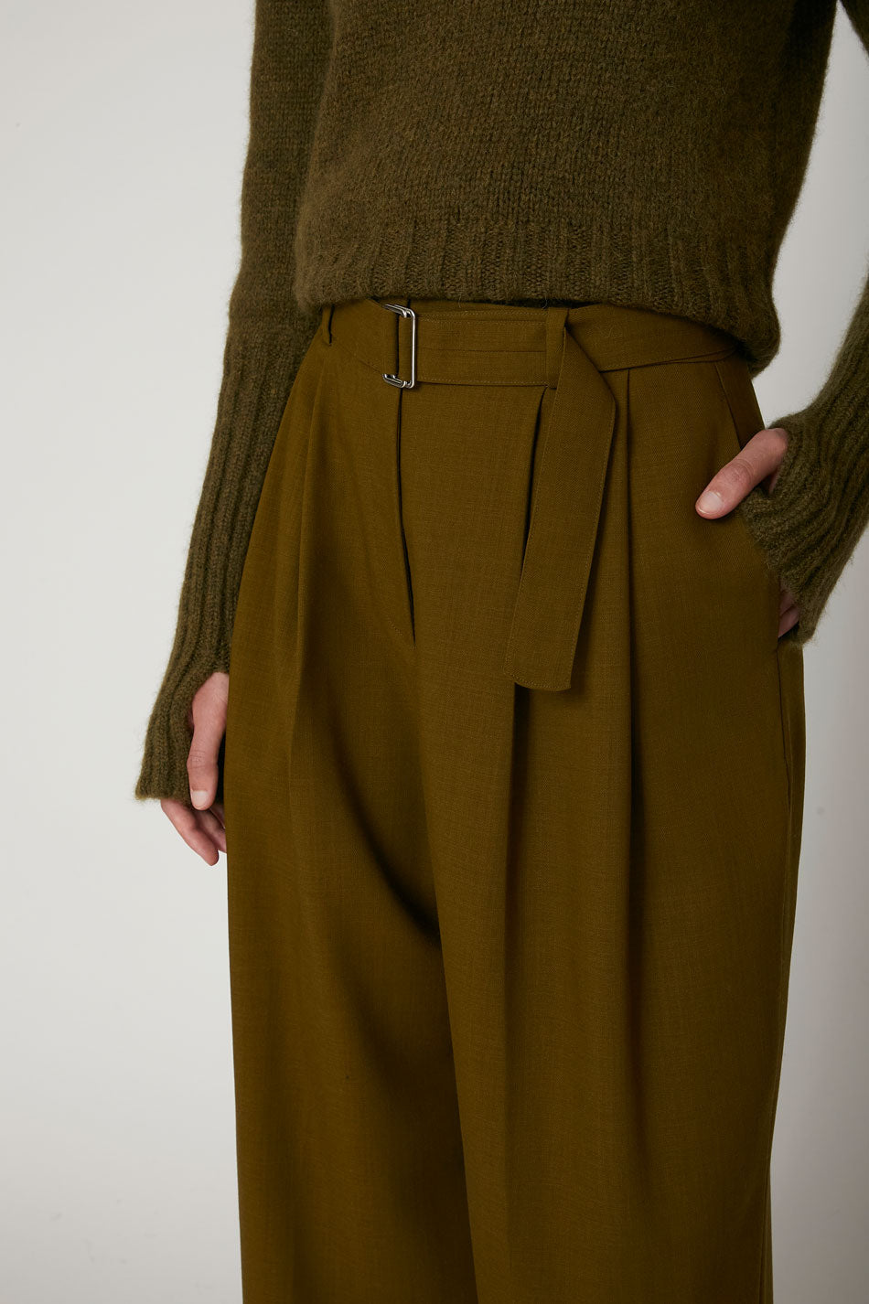 Pantalon en laine vert Valentine Gauthier