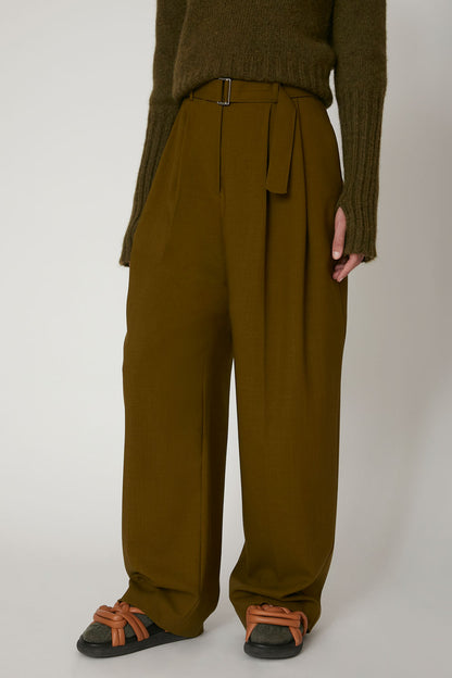 Pantalon en laine vert Valentine Gauthier