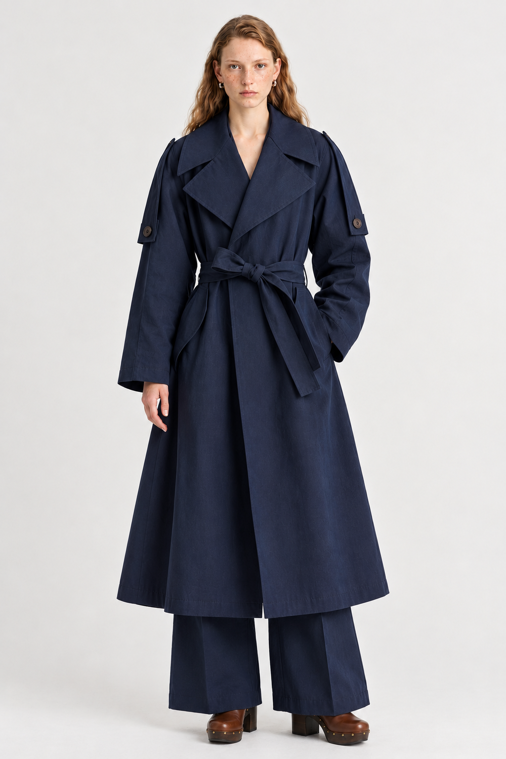 Trench Kab dark navy en twill de coton epais