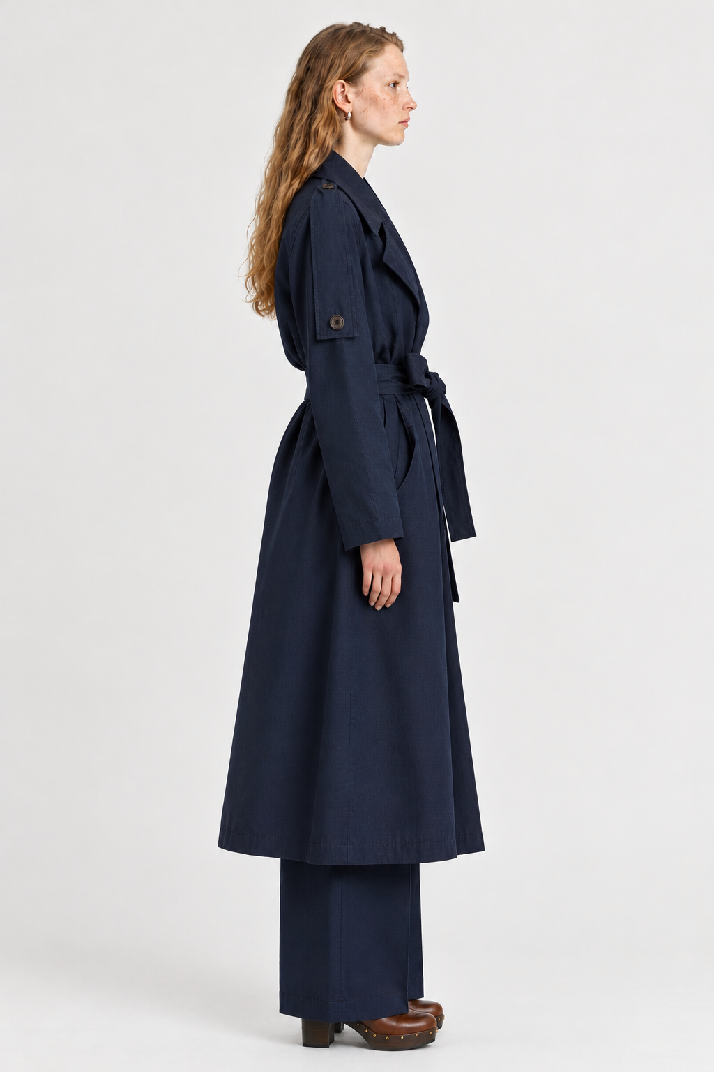 Trench Kab dark navy en twill de coton epais