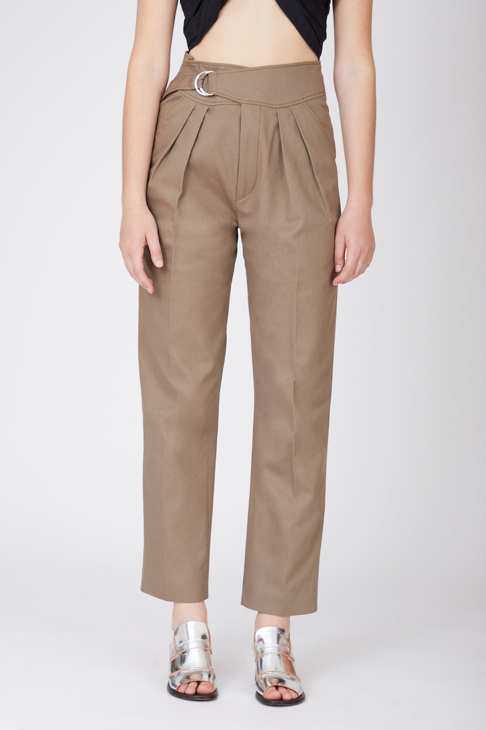 Anton Khaki Canvas Cotton Trousers