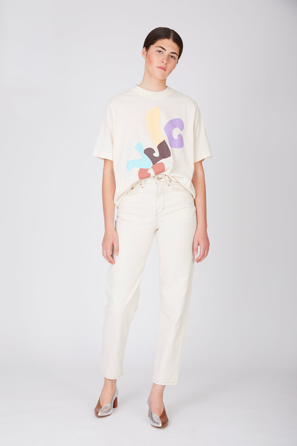 Egon Modernism Off White T-shirt in Organic Cotton