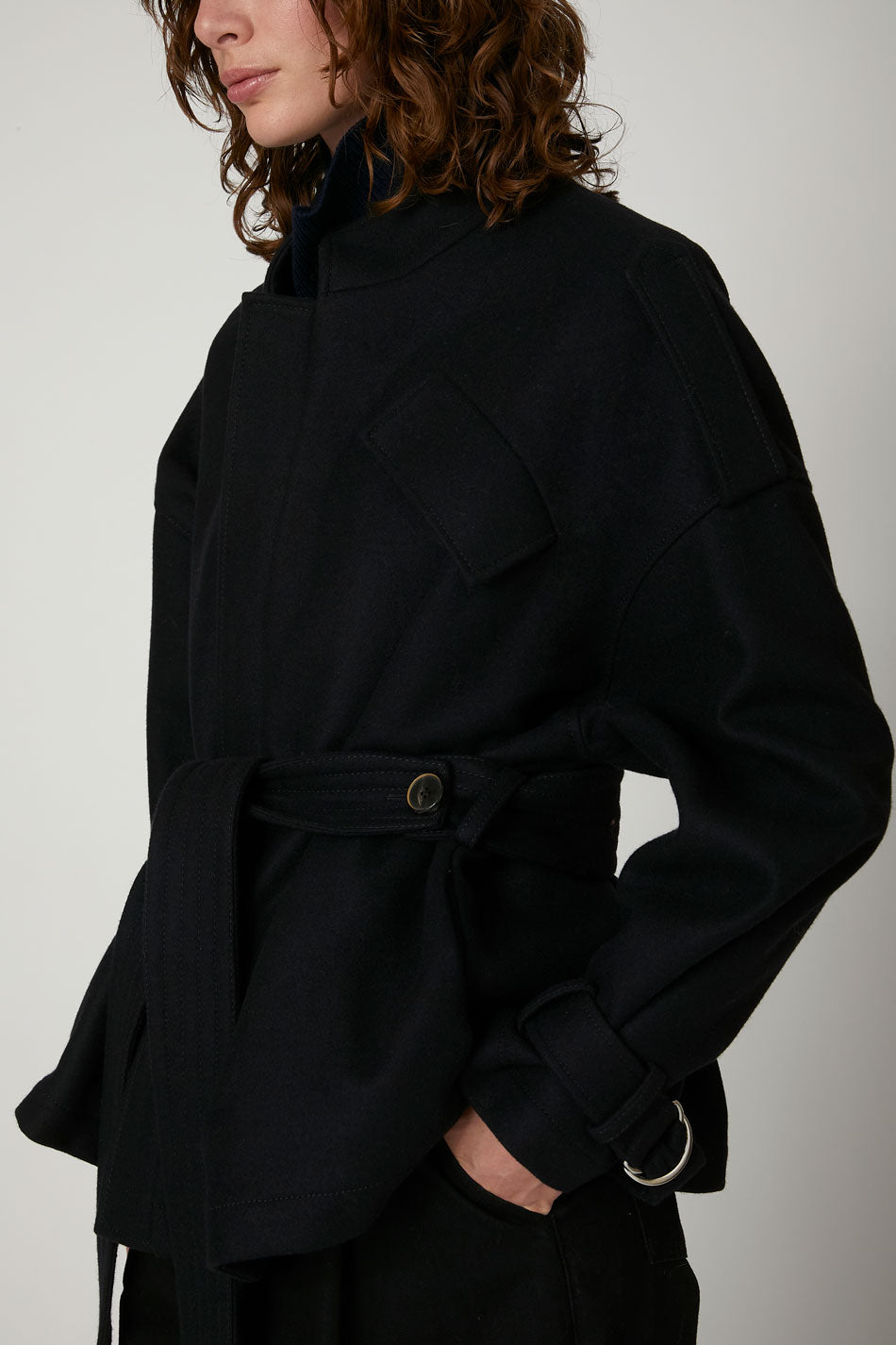 Paola Dark Blue Solna Jacket in Virgin Wool and Cashmere