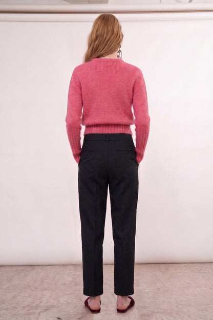 Anton Black Biella Virgin Wool Trousers