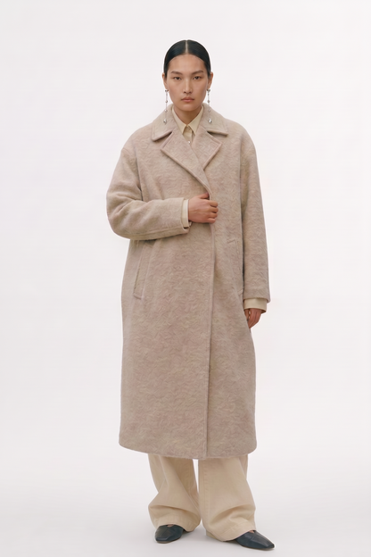 Manteau Leen en laine ecrue chinée