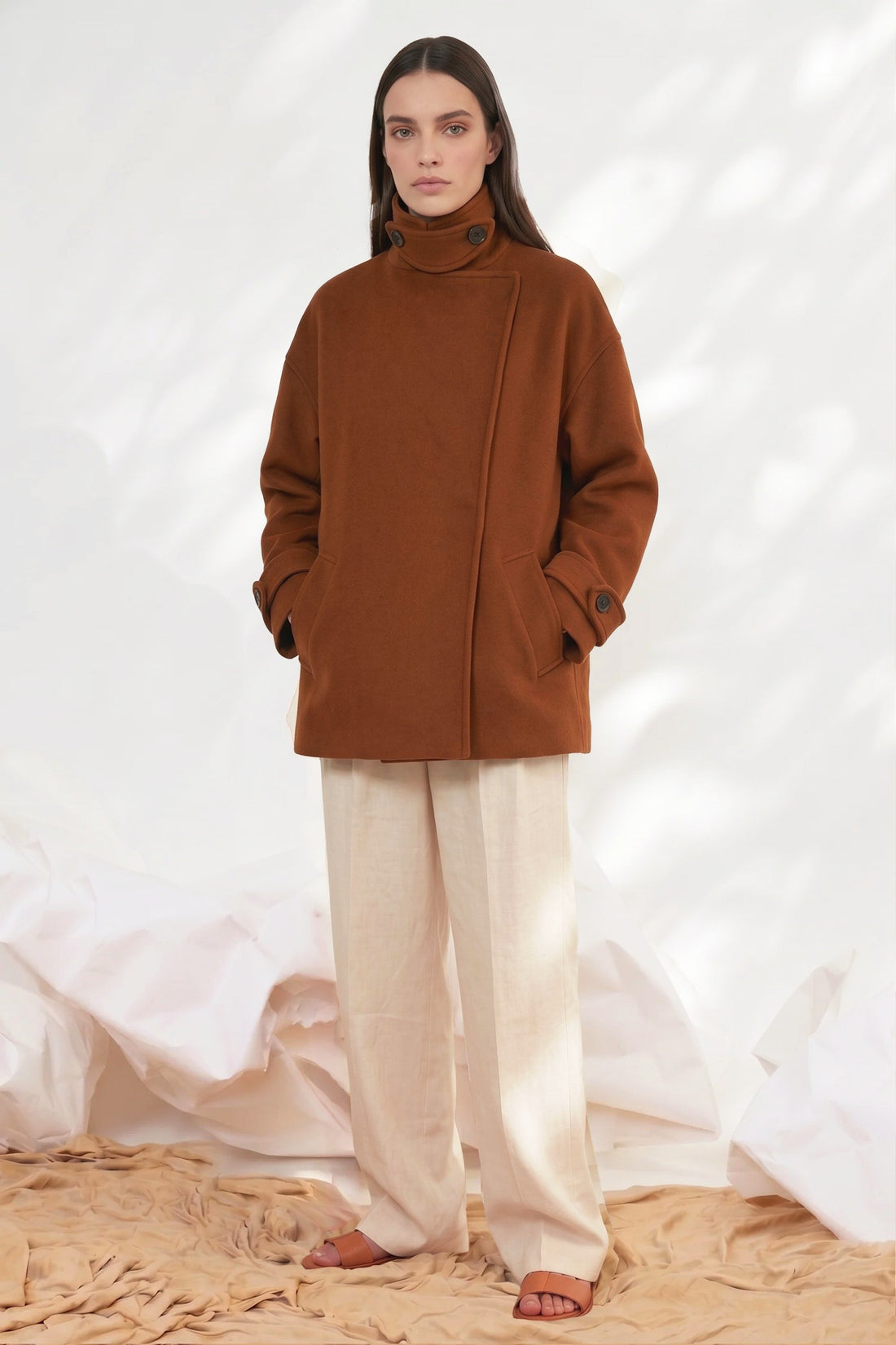 Manteau officier Mason en laine et cachemire Amber Brown, Valentine Gauthier