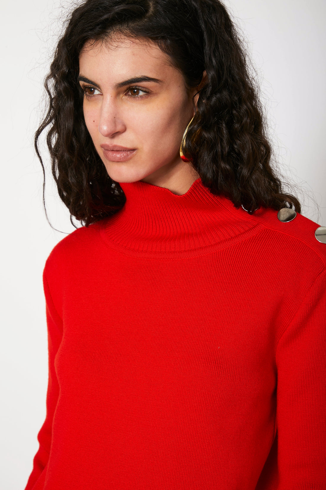Pull Picasso col montant en laine mérinos Coquelicot, Valentine Gauthier