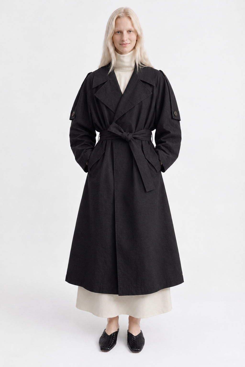 Trench Kab Noir en twill de coton épais