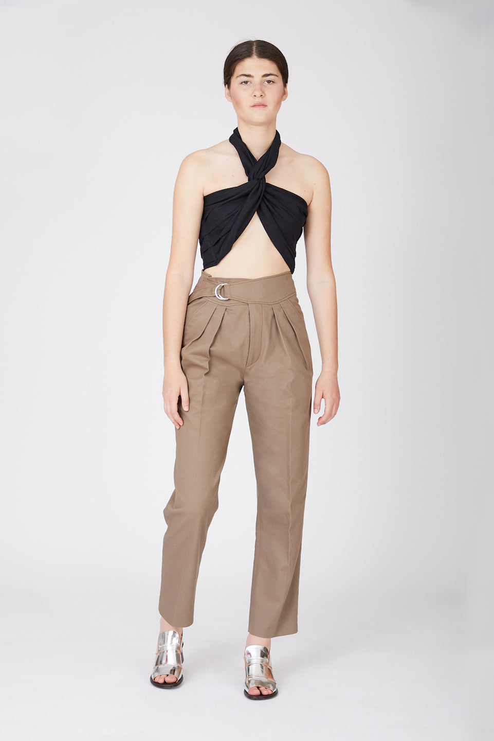 Anton Khaki Canvas Cotton Trousers